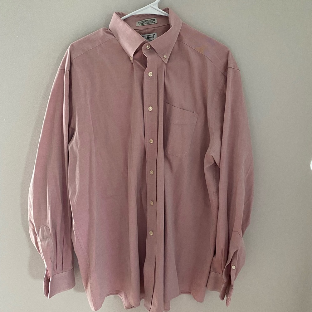 L.L. Bean Men’s Button Down Shirt, Cotton Polyester Blend, 17.5/35